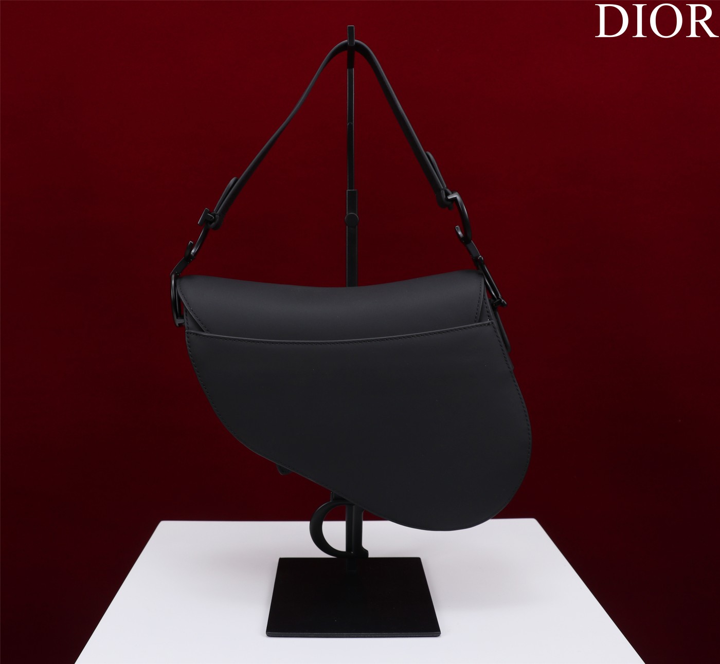 Saddle Bag with Strap Black Ultramatte Calfskin